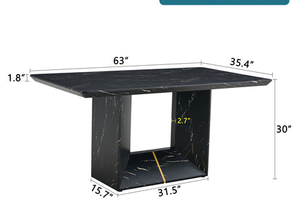 Modern Dining Table With Marbled Design For Luxurious Elegance - Black