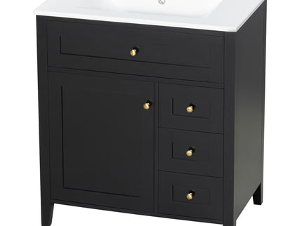 Bathroom Vanity With Sink, 3 Drawers And Adjustable Shelf