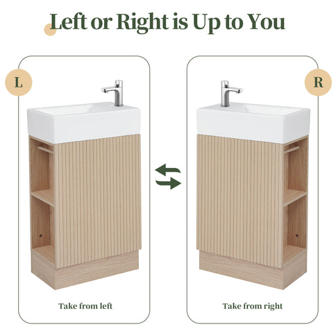 Modern Bathroom Vanity With Sink And 2 Tier Shelf
