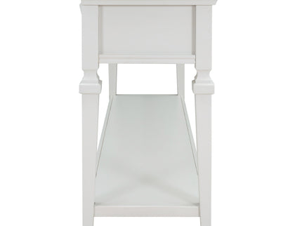 Classic Retro Style Console Table With 3 Top Drawers And Open Style Bottom Shelf - Antique White