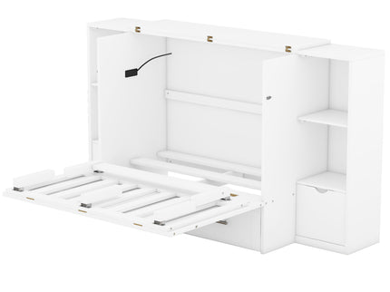 Murphy Bed With Shelves, Drawers And USB Ports