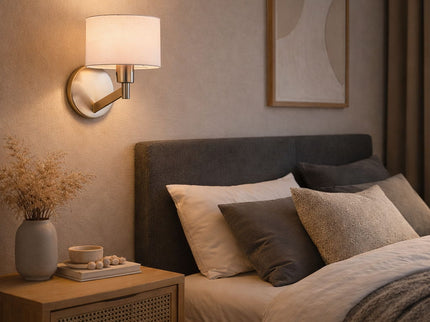 Nebula - Base Wall Lamp With Rotary Switch Shade - Brushed Nickel / Silver / White