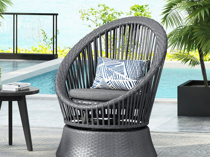 Modern Swivel Wicker Lounge Chair With Round Design