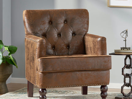 Vitality - Club Chair With Button Tufted Diamond Stitching And Turned Legs