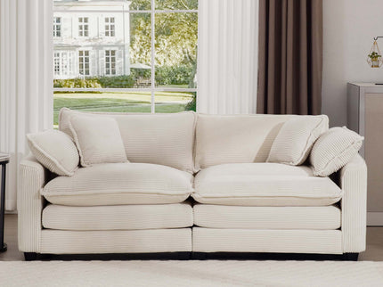 Modern 2 Seater With 4 Pillows, Upholstered Deep Seating Loveseat