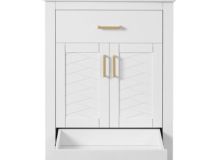 Modern Bathroom Vanity With Integrated Ceramic Sink, 2 Door Cabinet With Tip-Out Drawer
