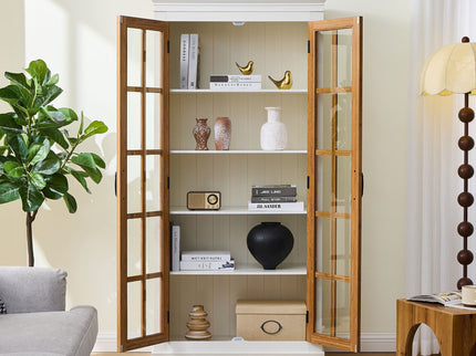 Rustic Style Display Cabinet With Glass Doors For Collectibles