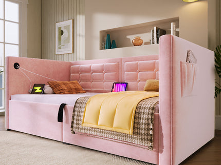 Upholstered Daybed With Hydraulic Storage And USB / Type - C Charging
