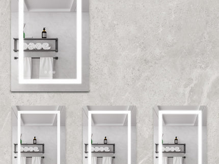 20 X 28" Bathroom Medicine Cabinet With Mirror Wall Mounted LED Bathroom Mirror Cabinet With Lights, Anti-Fog, Waterproof, Dimmable, 3000K~6000K, Single Door, Touch Swich, Storage Shelves - Silver