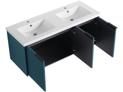 Contemporary Wall Mounted Bathroom Vanity With Resin Double Sink