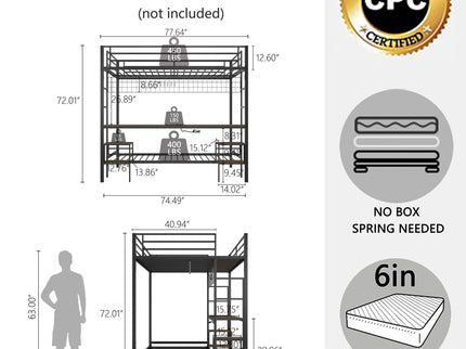 Ethan - Bunk Bed With Desk, Charging Station, Storage Shelves
