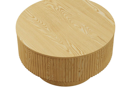 Modern Circular Coffee Table With Stripe Design And Storage Space