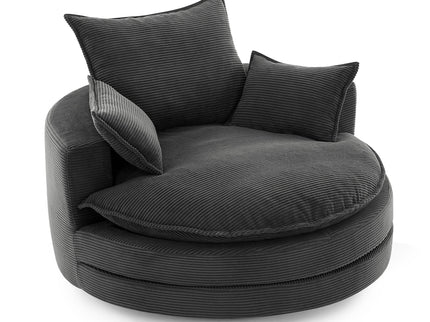360° Swivel Accent Barrel Chair With Dual Layer Cushion And 3 Removable Pillows