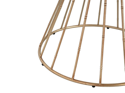 Hollow - Edge Retro Art Pine Side Table With Antique And Natural Color, Iron And Pine Construction - Antique Gold / Natural