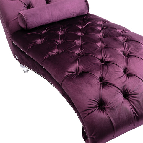 Chaise Lounge Indoor, Button Tufted Upholstered Chaise Lounge Chair With Pillow