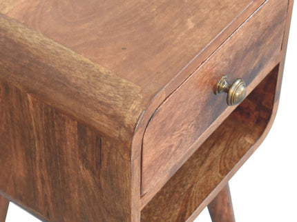 Mini California Curved Nightstand Wth Lower Slot