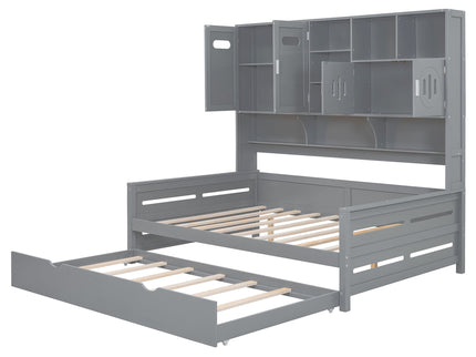 Daybed With All-In-One Cabinet And Shelf