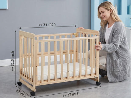 Portable Bedside Bassinet With 3 Adjustable Heights, Mini Crib For Newborns - Natural Wood