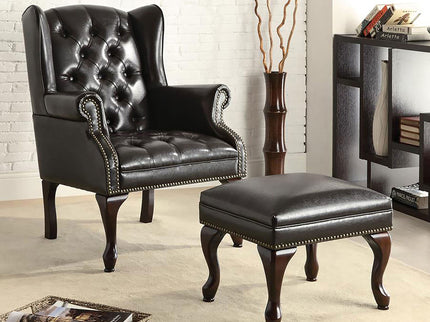 Samantha - Wingback Chair And Ottoman Set - Black