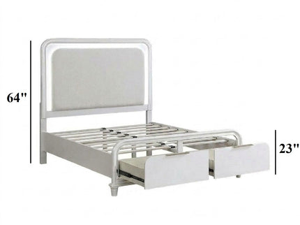 Bed With LED Lights Panel Headboard And Footboard Frame