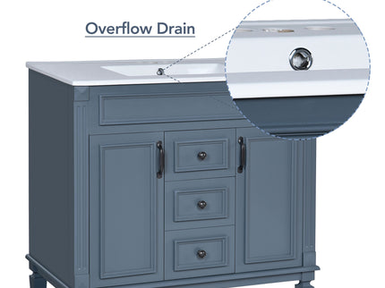 Bathroom Vanity With Top Sink, Mirror Cabinet, 2 Soft Closing Doors & 2 Drawers