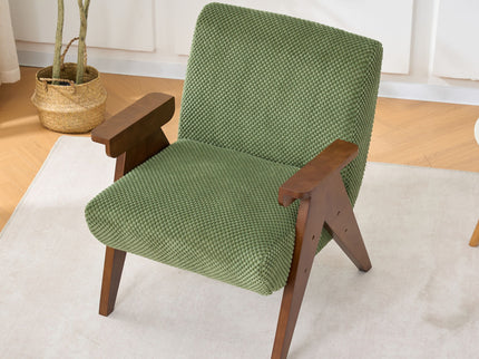 V-Shaped Armrest Accent Chair - Brown / Green