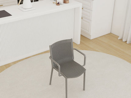4 Piece Stackable Single Chairs With Vertical Stripe Design For All Weather