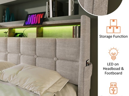 Upholstered Platform Bed With A Hydraulic Storage System, LED And USB Charging (Without Mattress)
