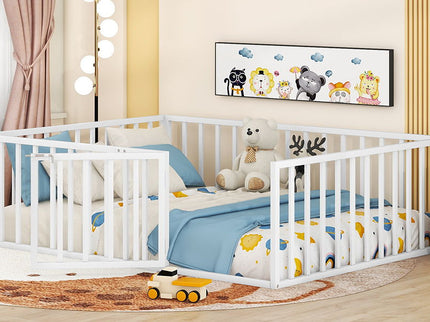 Metal Floor Bed Frame With Fence And Door
