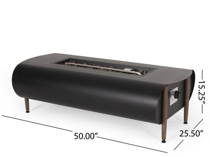 Vernon - Rectangle Fire Pit 50, 000 Btu - Dark Gray