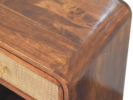Open Woven Bedside Table, 1 Drawer - Chestnut