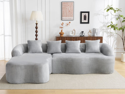 Modular L-Shape Sectional Sofa With Curved Chaise
