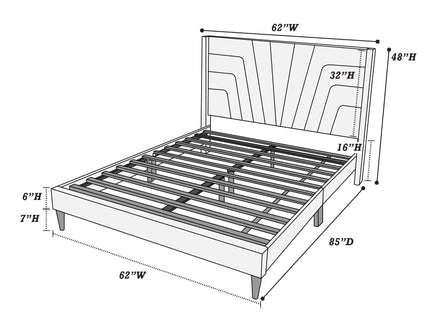 Eastern King Size Bed, Upholstered Platform Bedframe - Charcoal