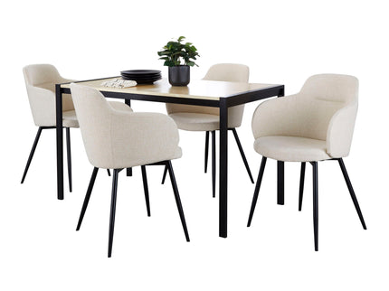 Fuji Boyne - 5 Piece Contemporary Dining Set - Black / Natural / Cream