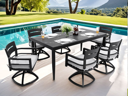 Modern Outdoor Patio Dining Set With Table And Chairs With Sunbrella Cushions