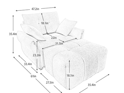 Ergonomic Single Seater Sofa With Ottoman, High Resilience Support Cushions