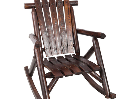Durable Wooden Porch Rocker, Fir Log Rocking Chair
