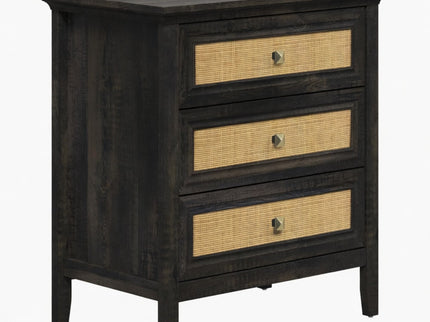Nightstand With 3 Drawers, Tall End Table - Brown