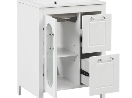 Modern Bathroom Vanity With Sink, Cabinet With 2 Drawers And Door, Adjustable Shelf
