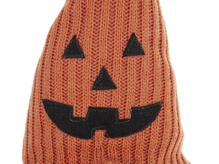 Sitting Gnome With Knit Hat, For Halloween Decor - Black / Orange / White