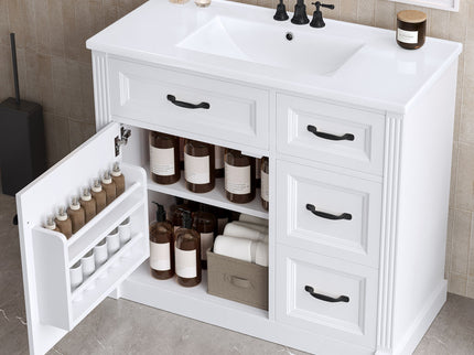 Modern Bathroom Vanity With Sink, 4 Drawers, Soft-Close Door, Adjustable Shelf