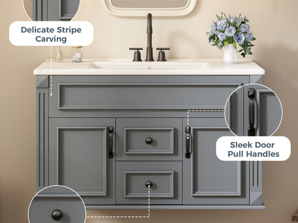 French Simple Style Wall Mounted Bathroom Cabinet With Sink