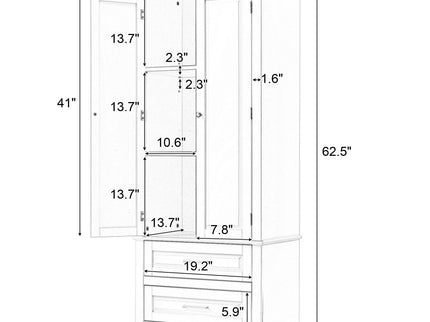 Tall Storage Cabinet With 2 Drawers For Bathroom
