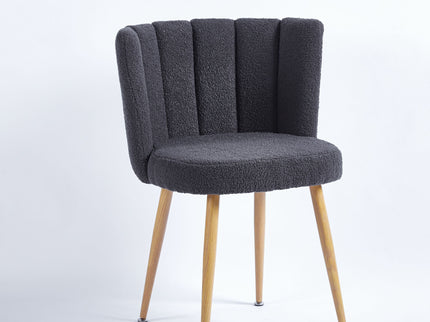 Modern Dining Chair (Set of 2) With Iron Tube Wood Color Legs, Shorthair Cushions And Comfortable Backrest, Suitable For Dining Room, Living Room, Cafe, Simple Structure