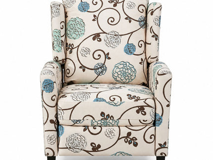 Wingback Recliner Chair With Padded Arms - Beige