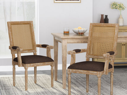 Upholstered Dining Chair With Cane Backrest