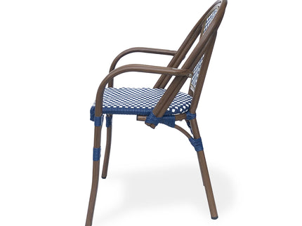 Bistro Chair With 2 Toned Checkered Pattern, (Set of 2) - White / Navy