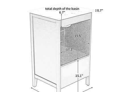 Modern Bathroom Vanity With Sink, Cabinet Storage, Drawer & Adjustable Feet