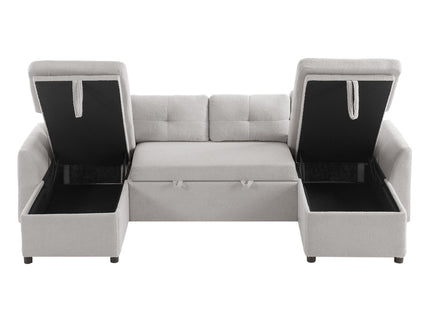 U-Shaped Sectional Sofa Bed With Storage And USB Ports