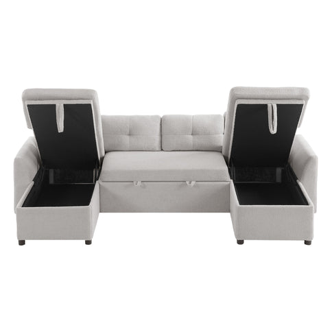 U-Shaped Sectional Sofa Bed With Storage And USB Ports